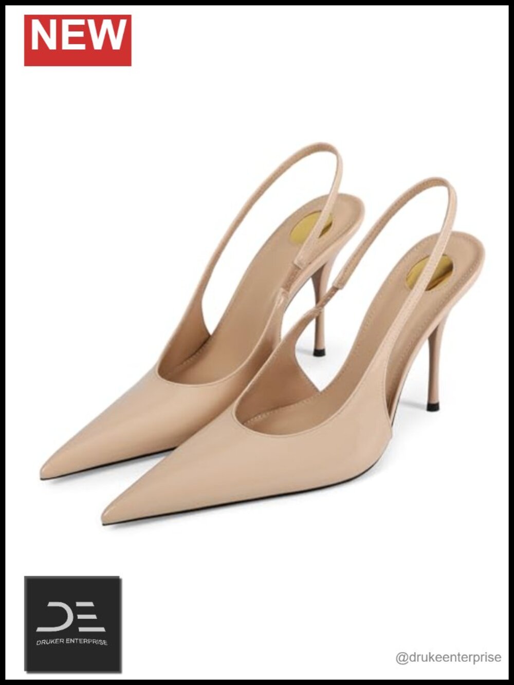 Womens Slingback High Heel Pumps Pointed Toe Patent Leather Stiletto Heels